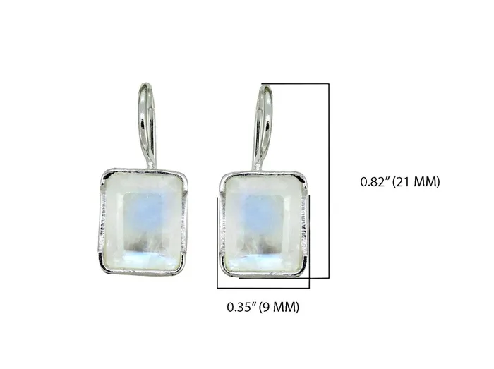 Earrings YoTreasure Moonstone Solid 925 Sterling Silver Fixed Wire Earrings