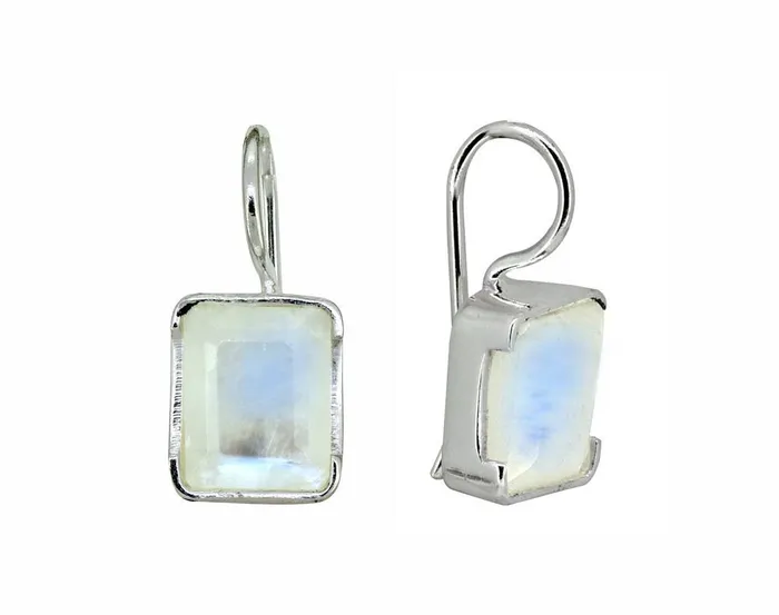 Earrings YoTreasure Moonstone Solid 925 Sterling Silver Fixed Wire Earrings