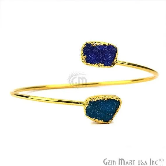 Elegant Adjustable Double Druzy Gemstone Stacking Bangle Bracelet GemMartUSA Bracelets
