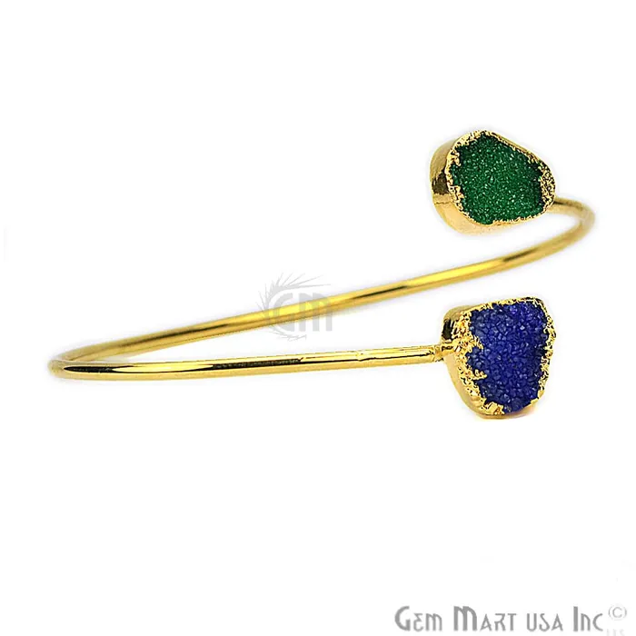 Elegant Adjustable Double Druzy Gemstone Stacking Bangle Bracelet GemMartUSA Bracelets