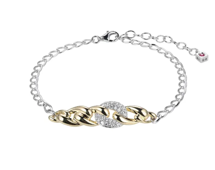 ELLE Two Tone Ebullience CZ Link Bracelet SI5037 ELLE Bracelets