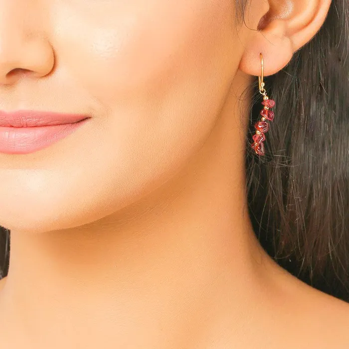 Garnet Solid 925 Silver Gold Plated Dangle Earrings Jewelry YoTreasure Earrings Garnet Solid 925 Silver Gold Plated Dangle Earrings Jewelry YoTreasure Earrings