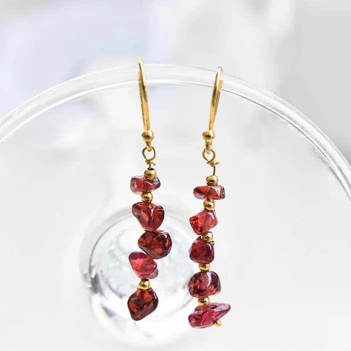 Garnet Solid 925 Silver Gold Plated Dangle Earrings Jewelry YoTreasure Earrings Garnet Solid 925 Silver Gold Plated Dangle Earrings Jewelry YoTreasure Earrings