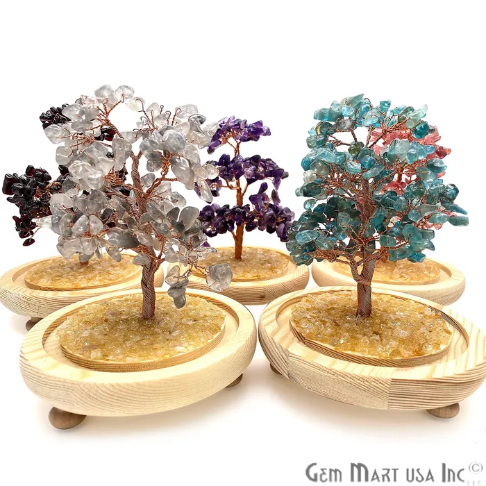 GemMartUSA Grey Chalcedony Handcrafted Tree Of Life Glass Box Enclosed Tree Home decor Crystal encrusted Tree Healing Gemstones Ornamental Decoration Necklaces