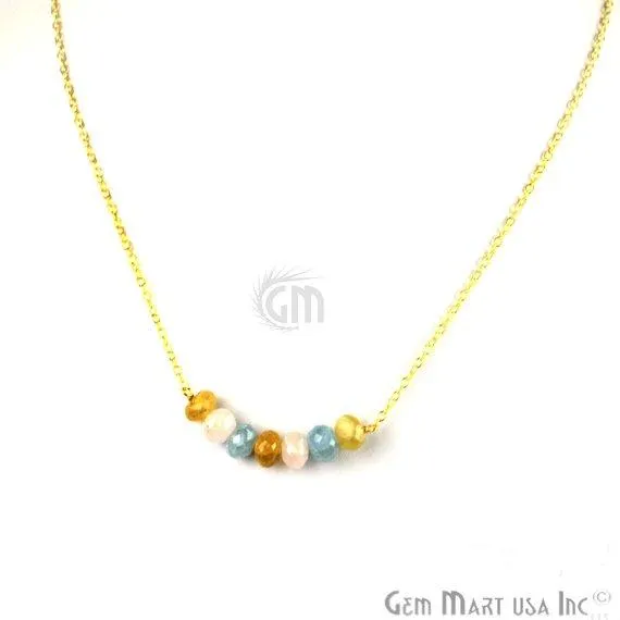 GemMartUSA Necklaces Faceted Gemstone Bead Bar Necklace Chain Pick your Gemstone Plating GemMartUSA Necklaces Faceted Gemstone Bead Bar Necklace Chain Pick your Gemstone Plating