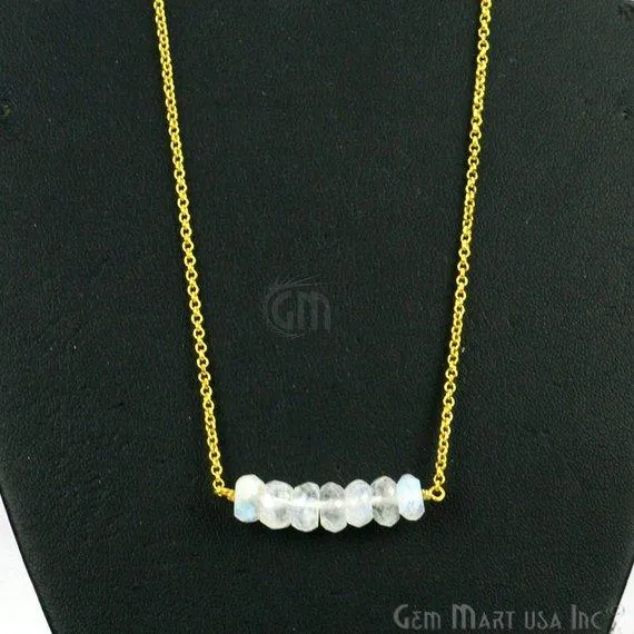 GemMartUSA Necklaces Faceted Gemstone Bead Bar Necklace Chain Pick your Gemstone Plating GemMartUSA Necklaces Faceted Gemstone Bead Bar Necklace Chain Pick your Gemstone Plating