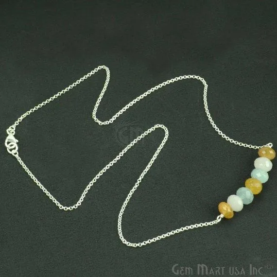 GemMartUSA Necklaces Faceted Gemstone Bead Bar Necklace Chain Pick your Gemstone Plating GemMartUSA Necklaces Faceted Gemstone Bead Bar Necklace Chain Pick your Gemstone Plating
