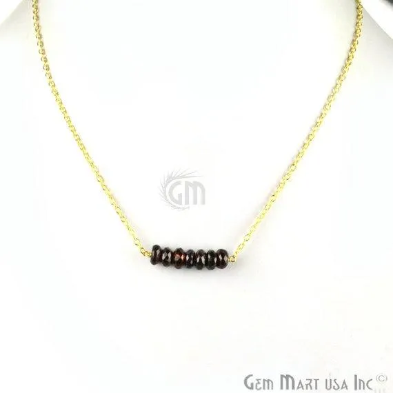 GemMartUSA Necklaces Faceted Gemstone Bead Bar Necklace Chain Pick your Gemstone Plating GemMartUSA Necklaces Faceted Gemstone Bead Bar Necklace Chain Pick your Gemstone Plating