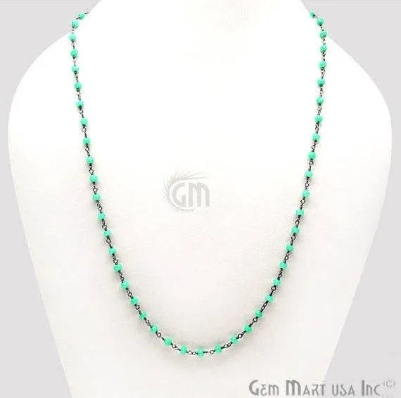 GemMartUSA Necklaces Round Bead Wire Wrapped Necklace Chain Pick your Gemstone Plating