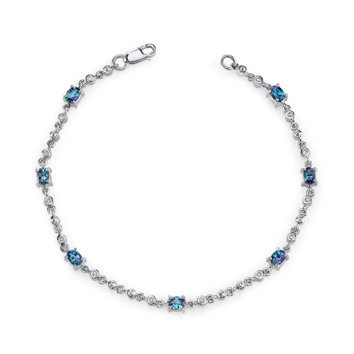 Hearts Wreath 18K White Gold Natural Alexandrite Bracelet Safiya Jewels Bracelets