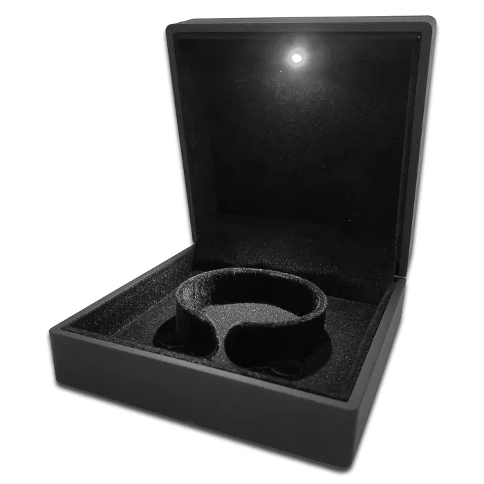 JPIDisplay Bracelets 3 78 x 3 78 Matte Black Plastic Bracelet or Watch Jewelry Box with LED Light