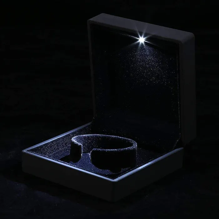 JPIDisplay Bracelets 3 78 x 3 78 Matte Black Plastic Bracelet or Watch Jewelry Box with LED Light JPIDisplay Bracelets 3 78 x 3 78 Matte Black Plastic Bracelet or Watch Jewelry Box with LED Light