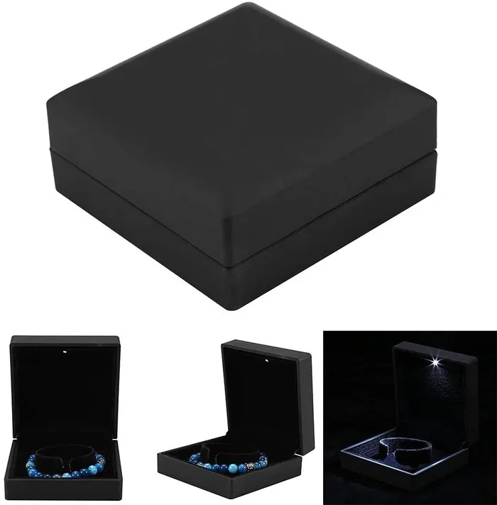 JPIDisplay Bracelets 3 78 x 3 78 Matte Black Plastic Bracelet or Watch Jewelry Box with LED Light JPIDisplay Bracelets 3 78 x 3 78 Matte Black Plastic Bracelet or Watch Jewelry Box with LED Light