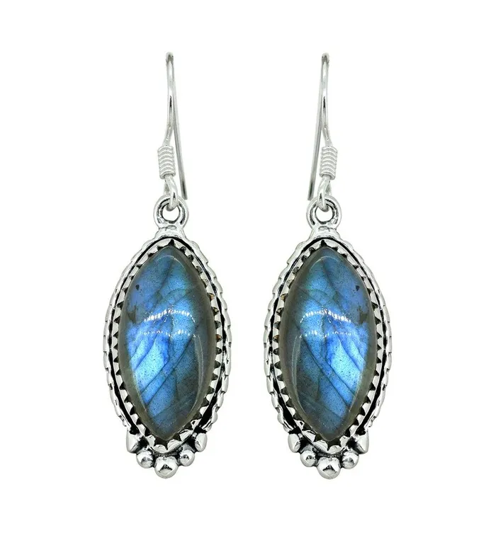 Labradorite Solid 925 Sterling Silver Dangle Earrings YoTreasure Earrings