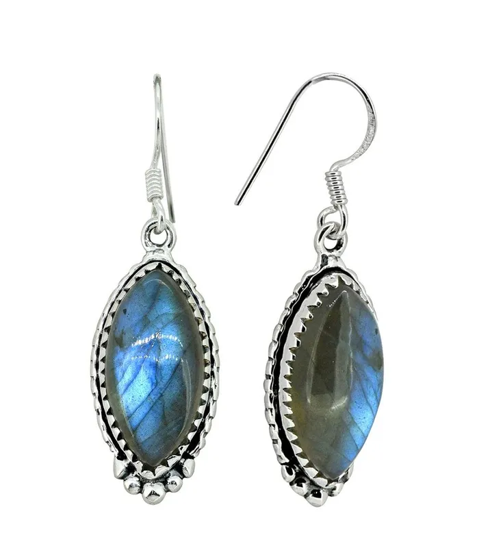 Labradorite Solid 925 Sterling Silver Dangle Earrings YoTreasure Earrings