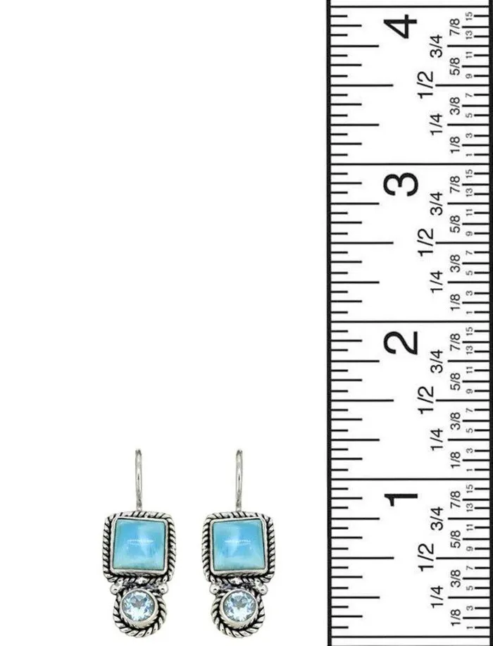 Larimar Blue Topaz Solid 925 Sterling Silver Dangle Earrings YoTreasure Earrings