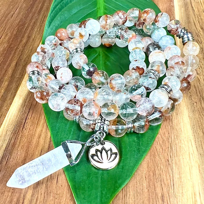 Lily Rose Jewelry Bracelets Garden Quartz Lodolite Cosmic Consciousness Limited Premium Collection 108 Stretch Mala Necklace Bracelet