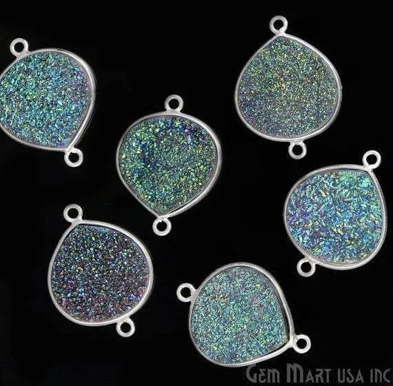 Natural Titanium Druzy 16mm Heart Silver Double Bail Gemstone Connector GemMartUSA Necklaces Natural Titanium Druzy 16mm Heart Silver Double Bail Gemstone Connector GemMartUSA Necklaces