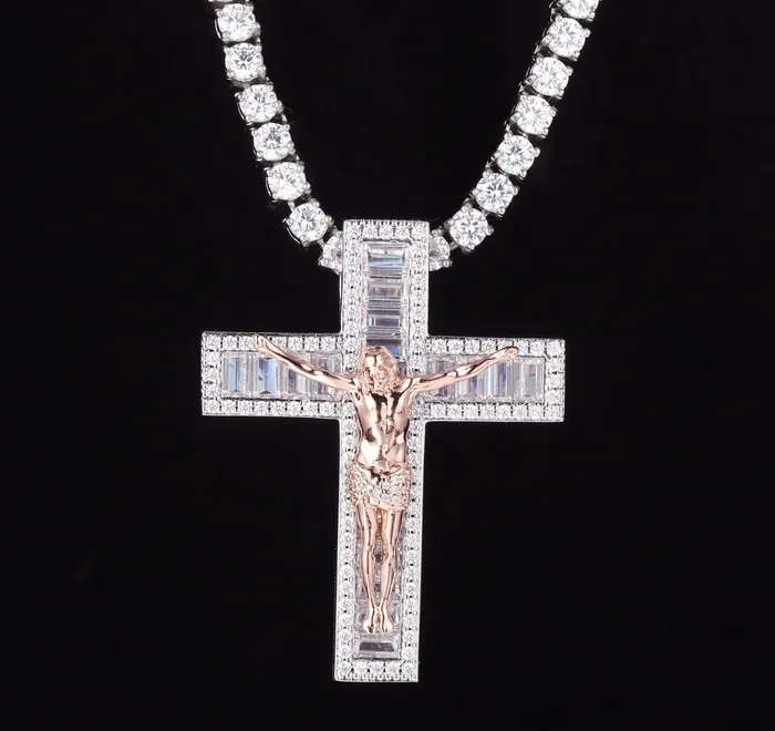 Necklaces Minx London Jesus Pendant Baguette Pendant Cross Necklace Iced Out Cross Pendant Jesus Necklace Iced Out Chain Cross Chains Cross Pendant