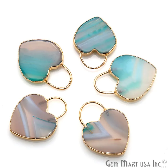 Necklaces Moss Agate Slice Heart Shape Locket Pendant GemmartUSA