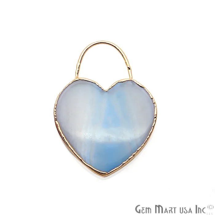 Necklaces Moss Agate Slice Heart Shape Locket Pendant GemmartUSA