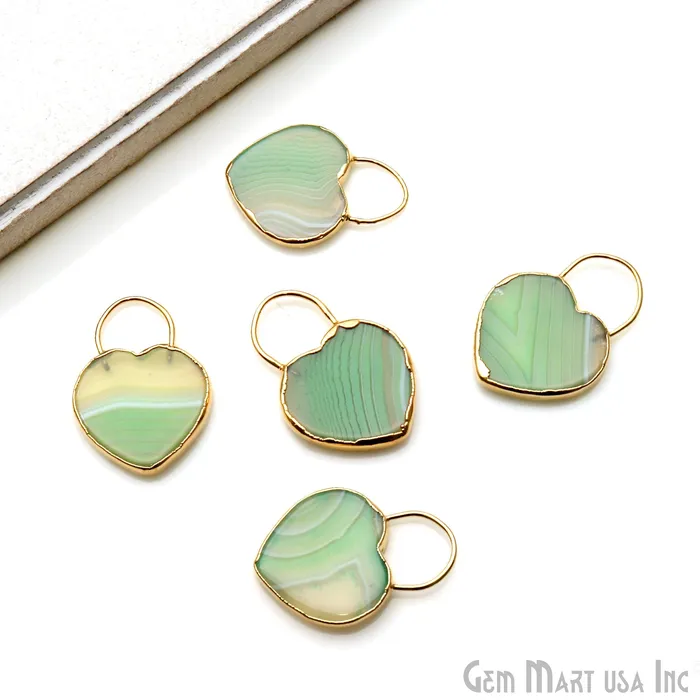 Necklaces Moss Agate Slice Heart Shape Locket Pendant GemmartUSA