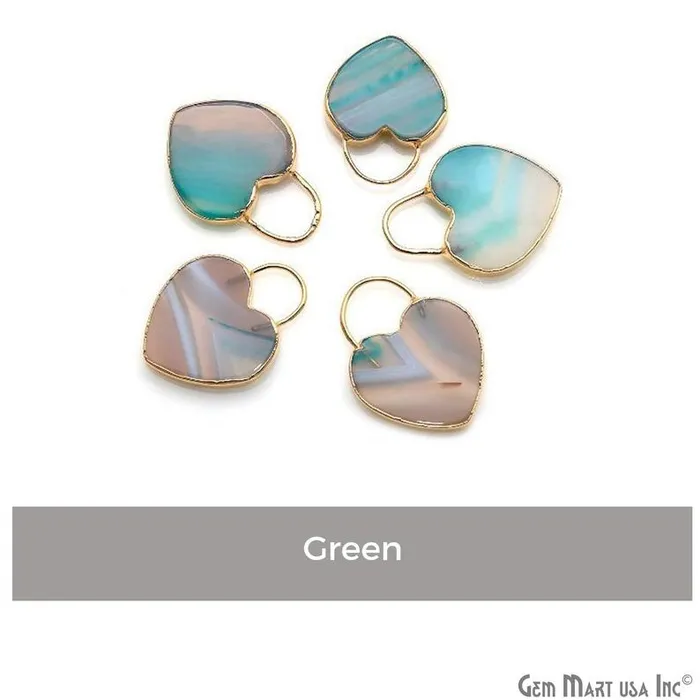 Necklaces Moss Agate Slice Heart Shape Locket Pendant GemmartUSA