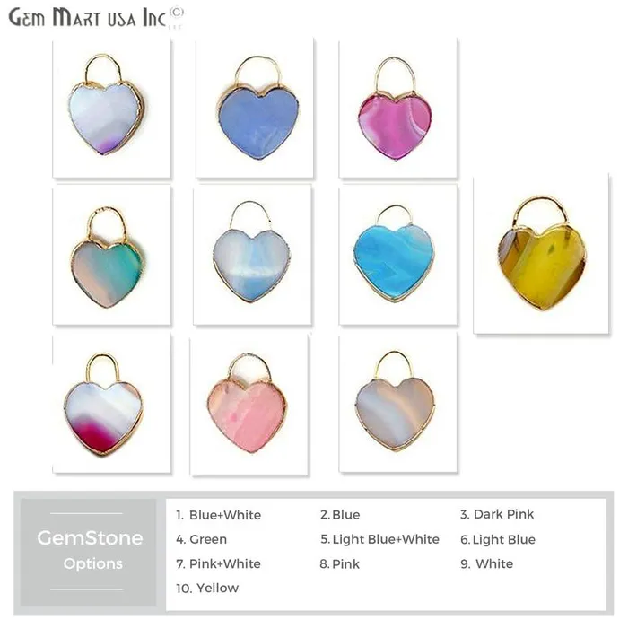 Necklaces Moss Agate Slice Heart Shape Locket Pendant GemmartUSA