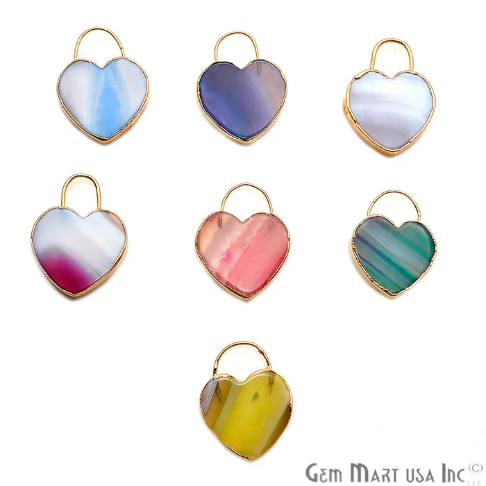 Necklaces Moss Agate Slice Heart Shape Locket Pendant GemmartUSA