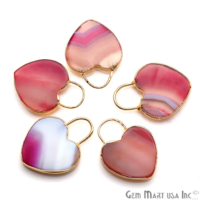 Necklaces Moss Agate Slice Heart Shape Locket Pendant GemmartUSA