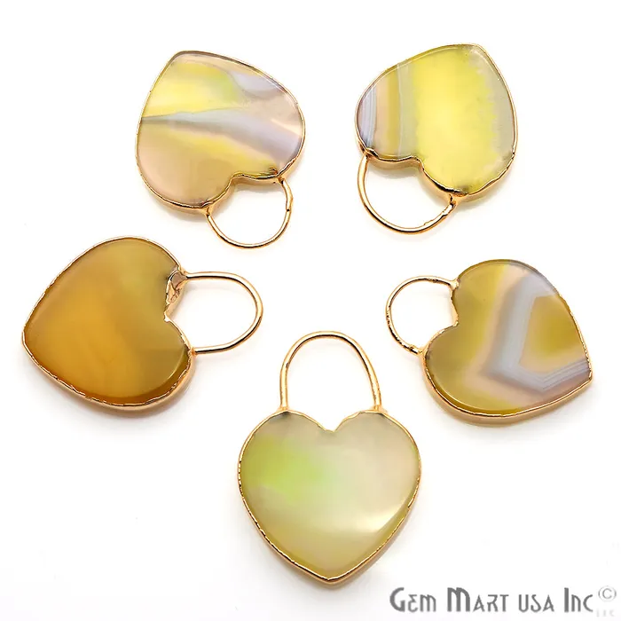 Necklaces Moss Agate Slice Heart Shape Locket Pendant GemmartUSA
