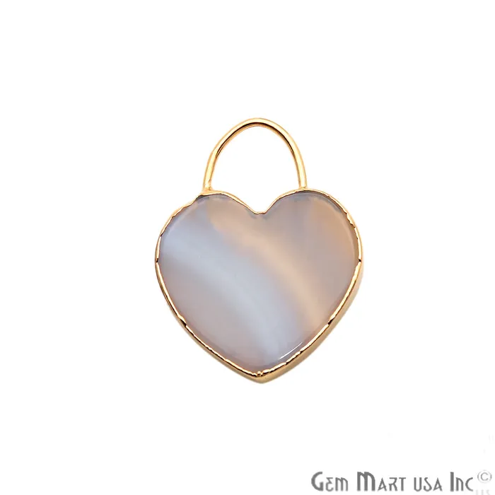 Necklaces Moss Agate Slice Heart Shape Locket Pendant GemmartUSA