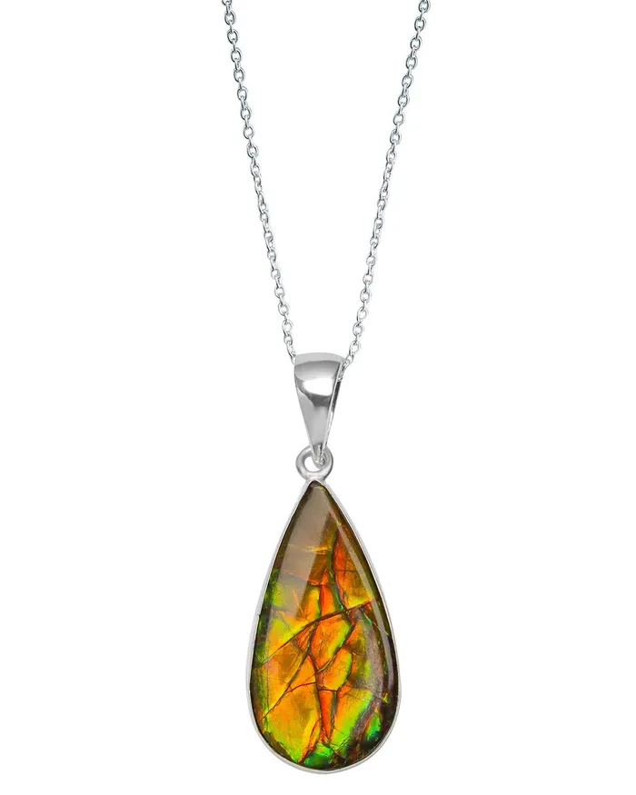 Necklaces YoTreasure 910 Ct Ammolite 925 Sterling Silver Necklace Pendant Jewelry