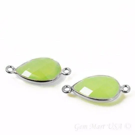 Pear 10x14mm Double Bail Silver Bezel Gemstone Connector GemMartUSA Rings