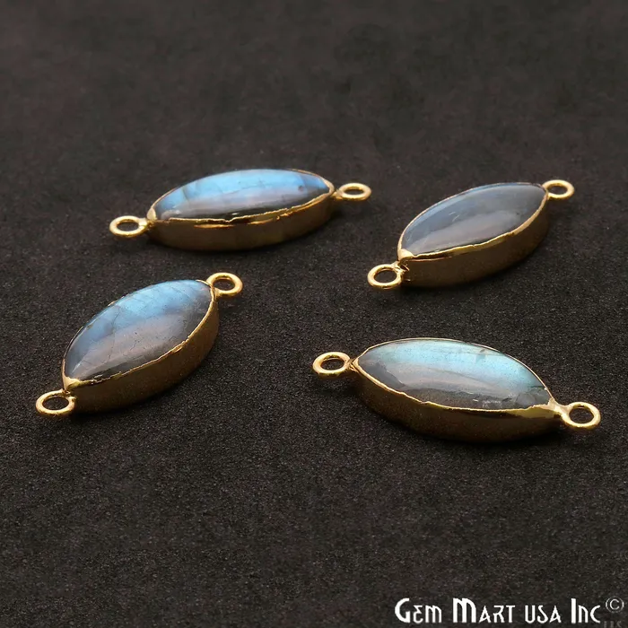 PreStyled Sets GemMartUSA Labradorite Cabochon 26x10mm Marquise Gold Electroplated Double Bail Gemstone Connector