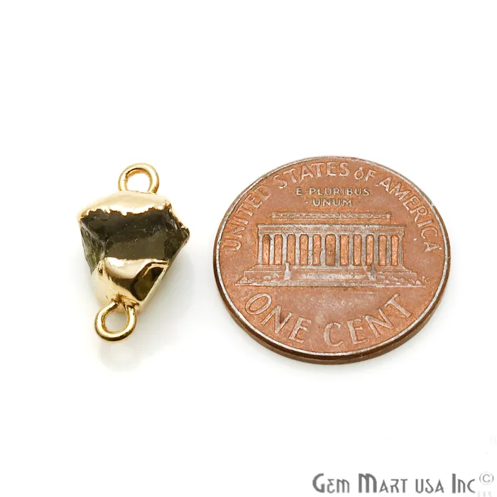 PreStyled Sets GemMartUSA Rough Peridot Organic 17x8mm Gold Electroplated Double Bail Pendant Connector