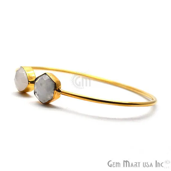 Rainbow Moonstone Handmade Adjustable Gold Plated Stacking Bangle Bracelet GemMartUSA Bracelets