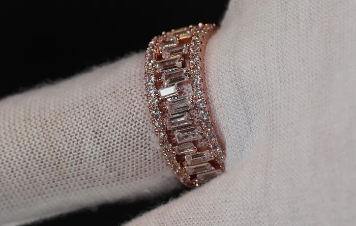 Rings Mens Rose Gold Ring Womens Rose Gold Ring Diamond Rose Gold Ring Baguette Ring Mens Iced Out Rings Rose Gold Eternity Ring Lab Diamonds London