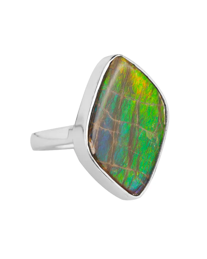 Rings YoTreasure 925 Silver 1265 Cts Ammolite Gemstone Ring