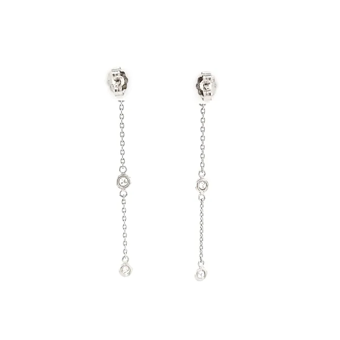 Royal Chain Earrings 14k White Gold Diamond Bezel Chain Dangle Earrings I5832 Royal Chain Earrings 14k White Gold Diamond Bezel Chain Dangle Earrings I5832
