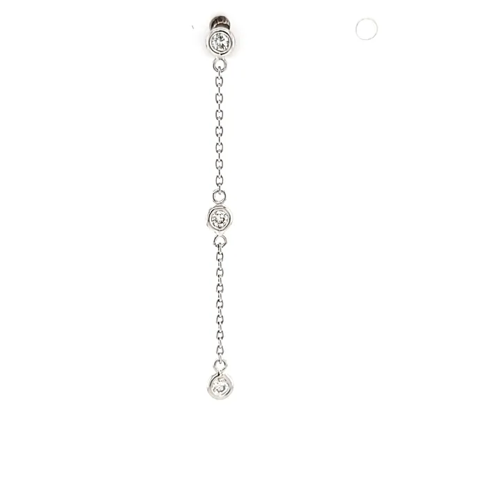 Royal Chain Earrings 14k White Gold Diamond Bezel Chain Dangle Earrings I5832 Royal Chain Earrings 14k White Gold Diamond Bezel Chain Dangle Earrings I5832