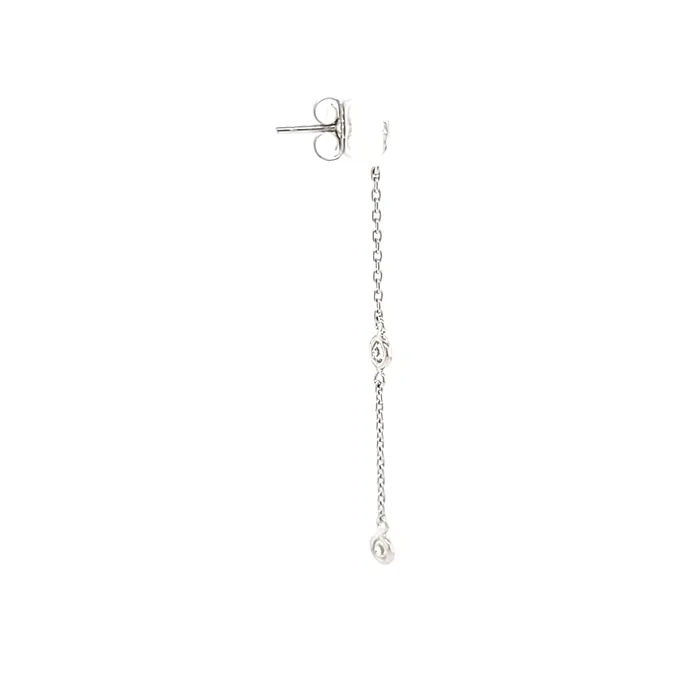 Royal Chain Earrings 14k White Gold Diamond Bezel Chain Dangle Earrings I5832 Royal Chain Earrings 14k White Gold Diamond Bezel Chain Dangle Earrings I5832