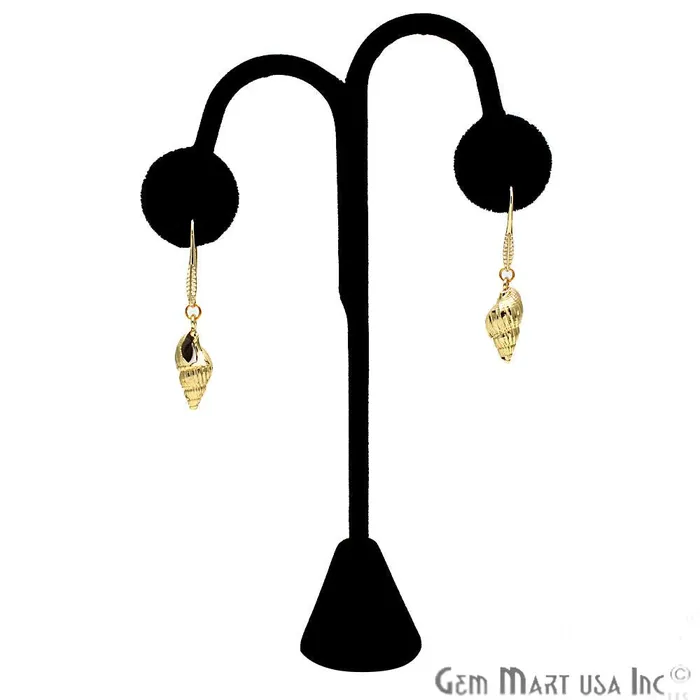 Small Conch Shell Shape Earring Oxidized Earrings Conch Gold Plated Hook Earring CHPR50098 GemMartUSA Earrings