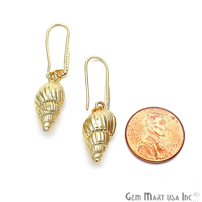 Small Conch Shell Shape Earring Oxidized Earrings Conch Gold Plated Hook Earring CHPR50098 GemMartUSA Earrings