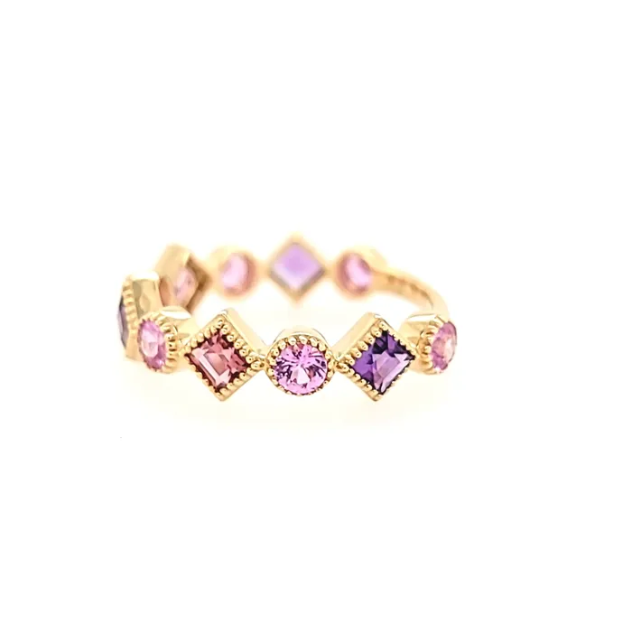 Sophia By Design Rings 14k Yellow Gold Pink Tourmaline Amethyst Pink Sapphire Ring I7450