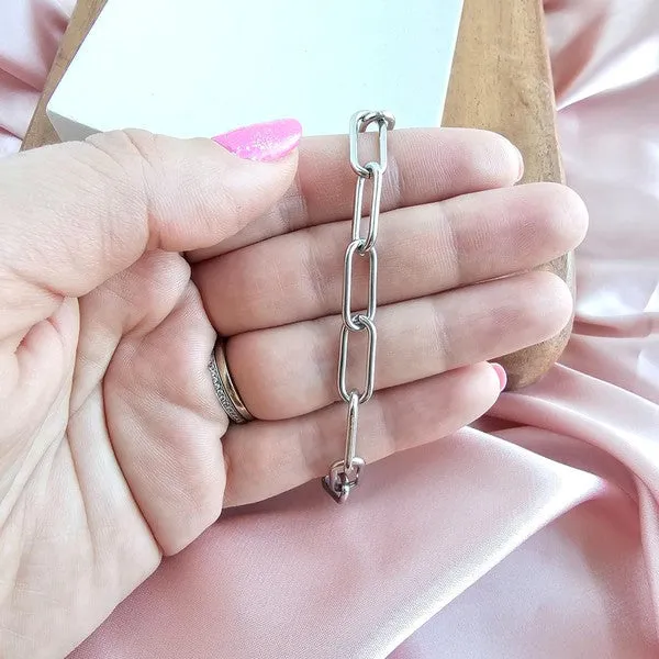 Spiffy Splendid Luxe Silver Chunky Paper Clip Bracelet Bracelets Spiffy Splendid Luxe Silver Chunky Paper Clip Bracelet Bracelets