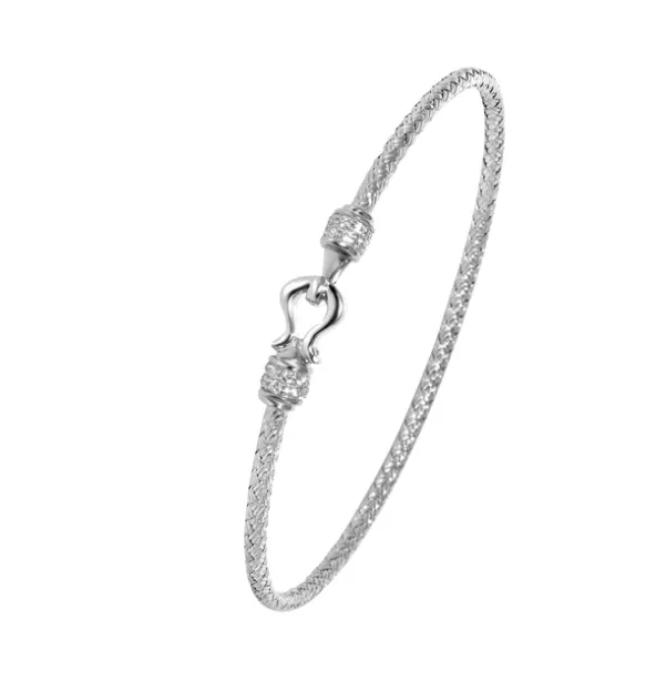 Sterling Silver Mesh Flex Cuff Bracelet w CZ Hook Closure SI5316 Charles Garnier Bracelets