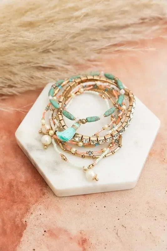 Sweet Pastel Studded Beads Layered Bracelet Poet Street Boutique Bracelets