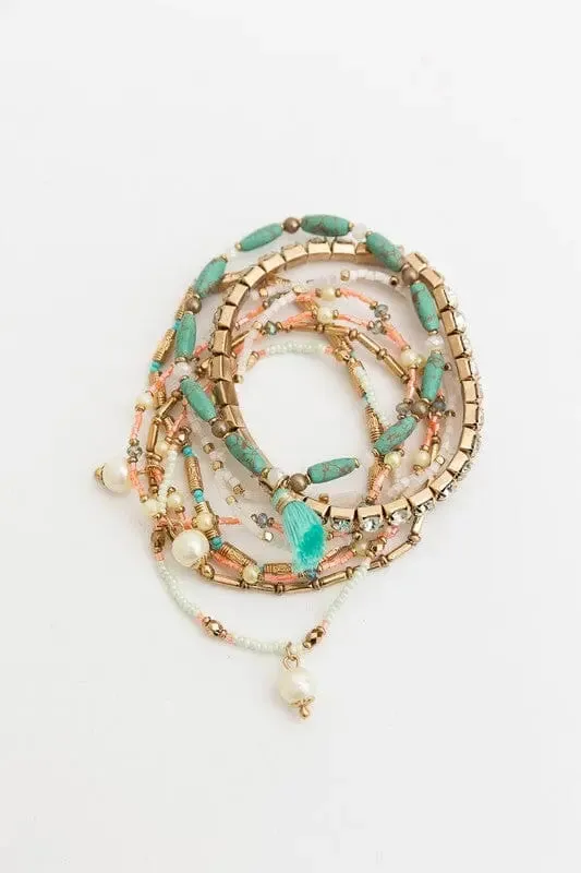 Sweet Pastel Studded Beads Layered Bracelet Poet Street Boutique Bracelets