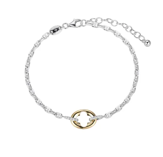 Two Tone Sterling Silver Mariner Link Chain Bracelet SI5296 Charles Garnier Bracelets